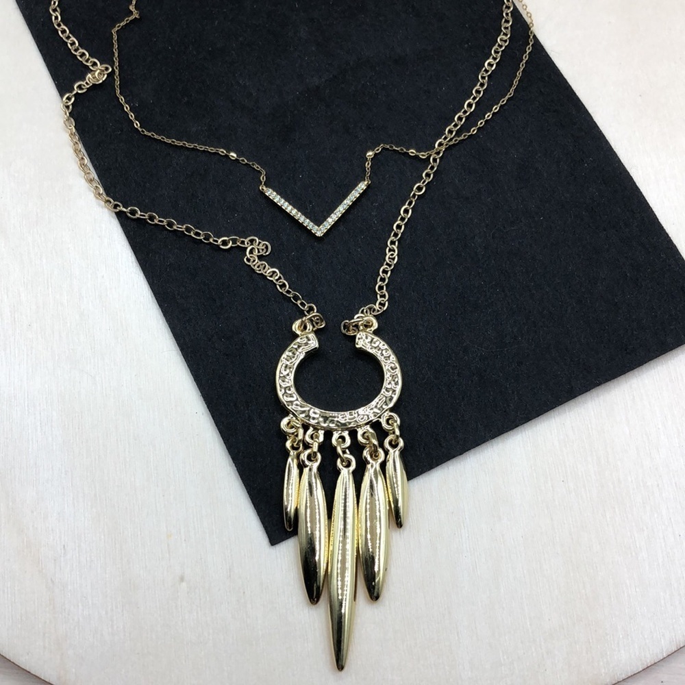 Curated bundle gold tone dainty skinny chain necklaces trendy layered look.